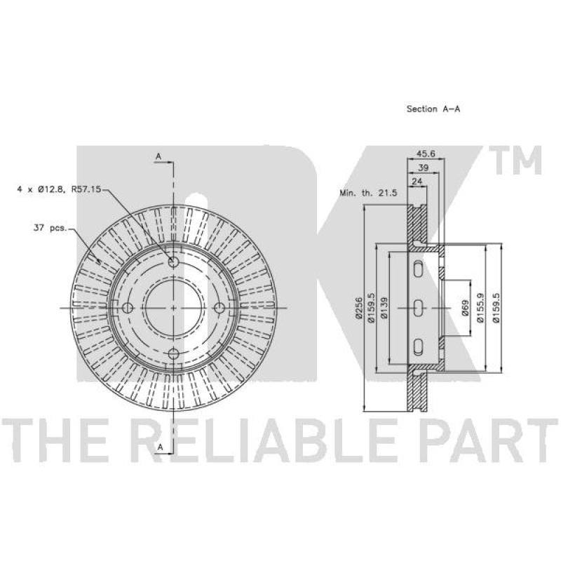 Jeu de 2 disques de frein avant NK 203035 - Visuel 2
