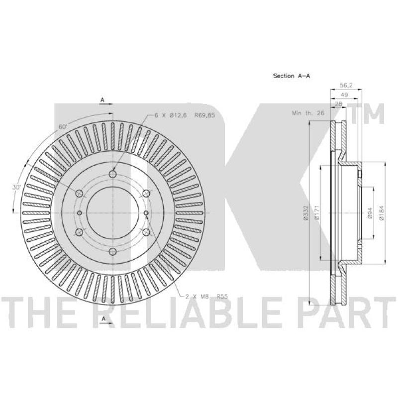 Jeu de 2 disques de frein avant NK 203055 - Visuel 2