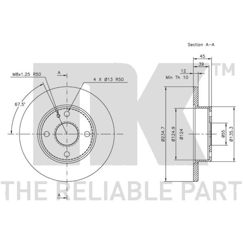 Jeu de 2 disques de frein avant NK 203225 - Visuel 2