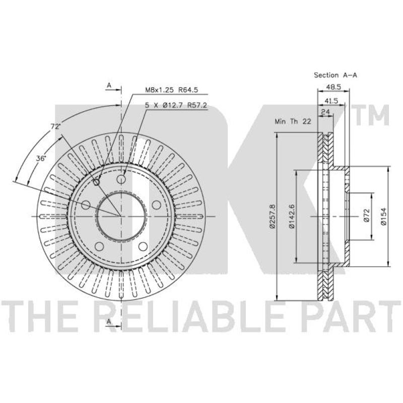 Jeu de 2 disques de frein avant NK 203227 - Visuel 2