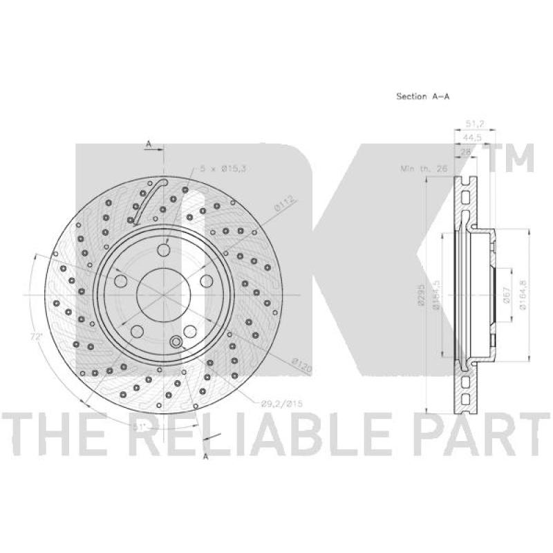 Jeu de 2 disques de frein avant NK 2033116 - Visuel 2