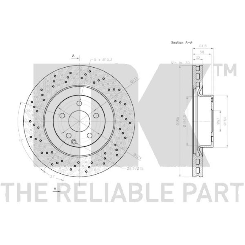 Jeu de 2 disques de frein avant NK 2033118 - Visuel 2