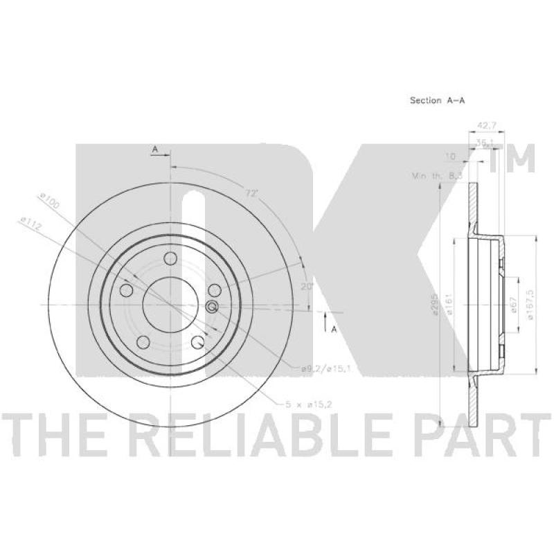 Jeu de 2 disques de frein arrière NK 2033126 - Visuel 2