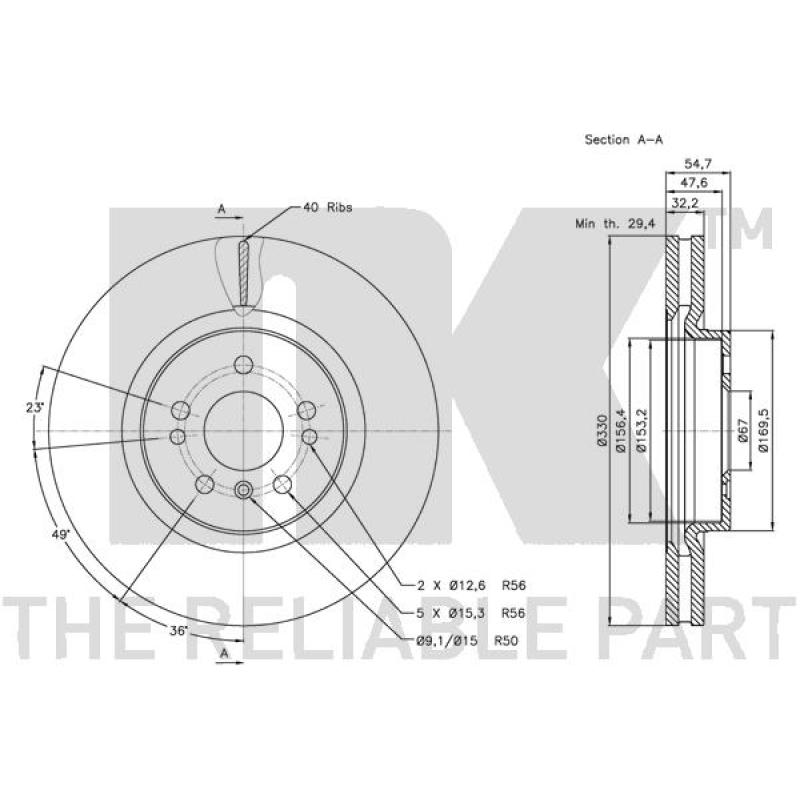 Jeu de 2 disques de frein avant NK 203392 - Visuel 2