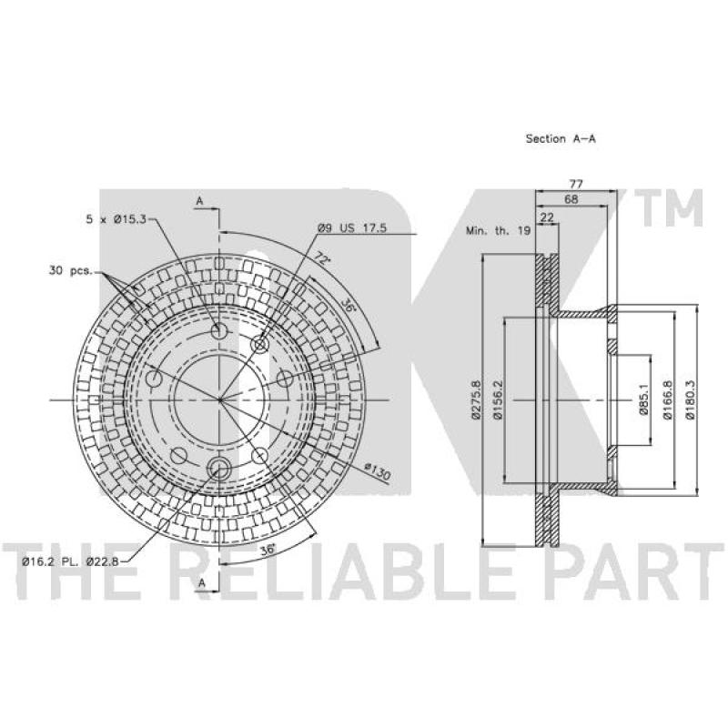 Jeu de 2 disques de frein avant NK 203397 - Visuel 2