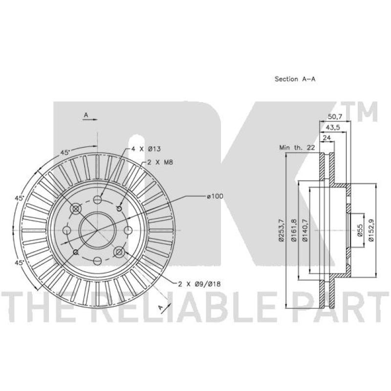 Jeu de 2 disques de frein avant NK 203516 - Visuel 2