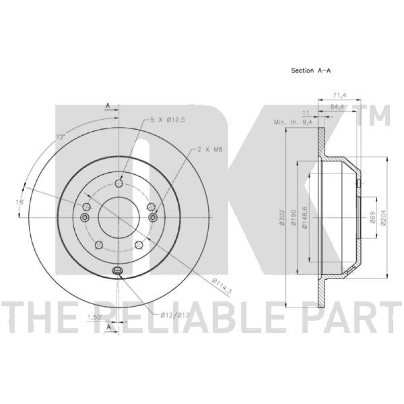 Jeu de 2 disques de frein arrière NK 203534 - Visuel 2