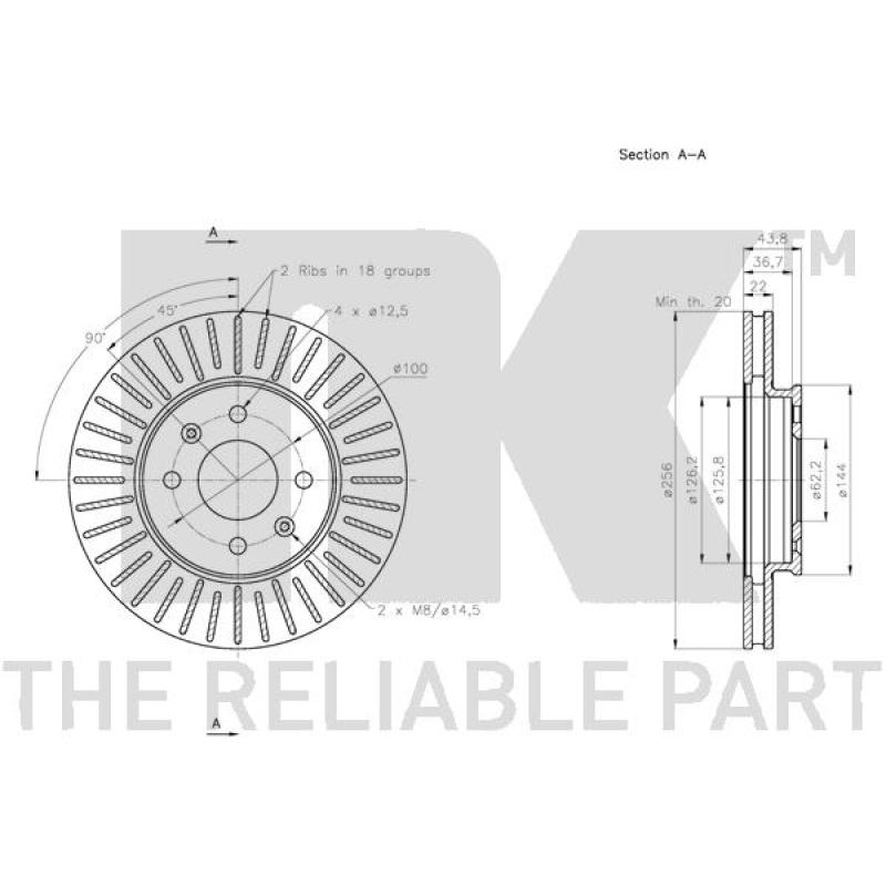 Jeu de 2 disques de frein avant NK 203537 - Visuel 2