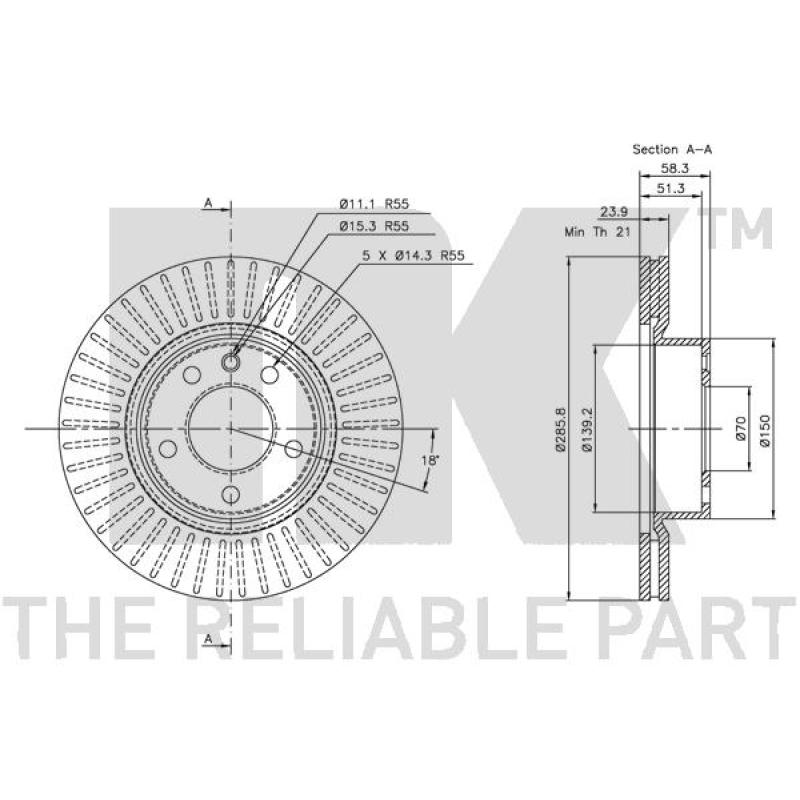 Jeu de 2 disques de frein avant NK 203620 - Visuel 2