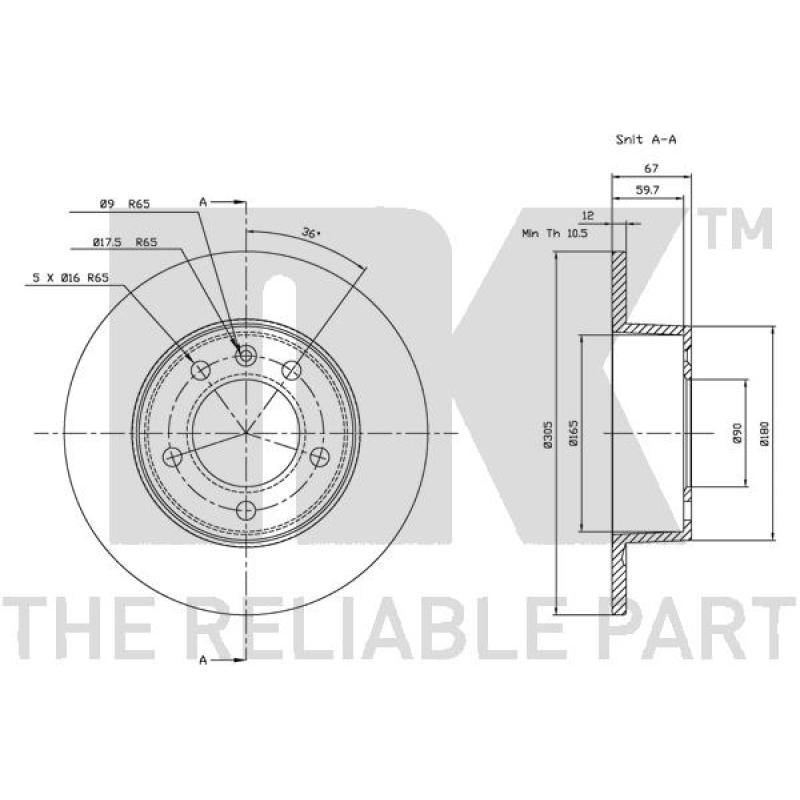 Jeu de 2 disques de frein arrière NK 203643 - Visuel 2