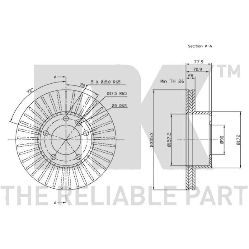Jeu de 2 disques de frein avant NK 203644 - Visuel 2