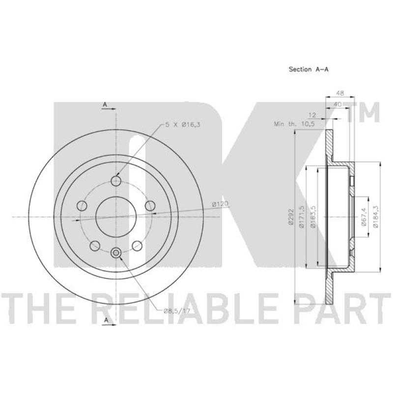 Jeu de 2 disques de frein arrière NK 203668 - Visuel 2