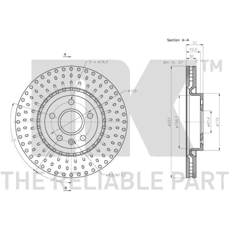 Jeu de 2 disques de frein avant NK 203671 - Visuel 2