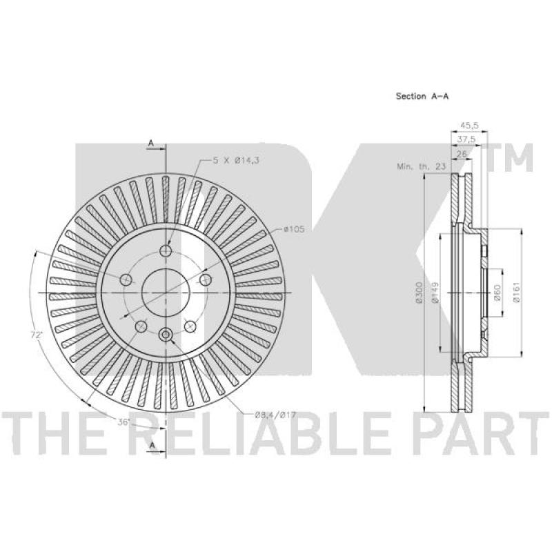 Jeu de 2 disques de frein avant NK 203677 - Visuel 2