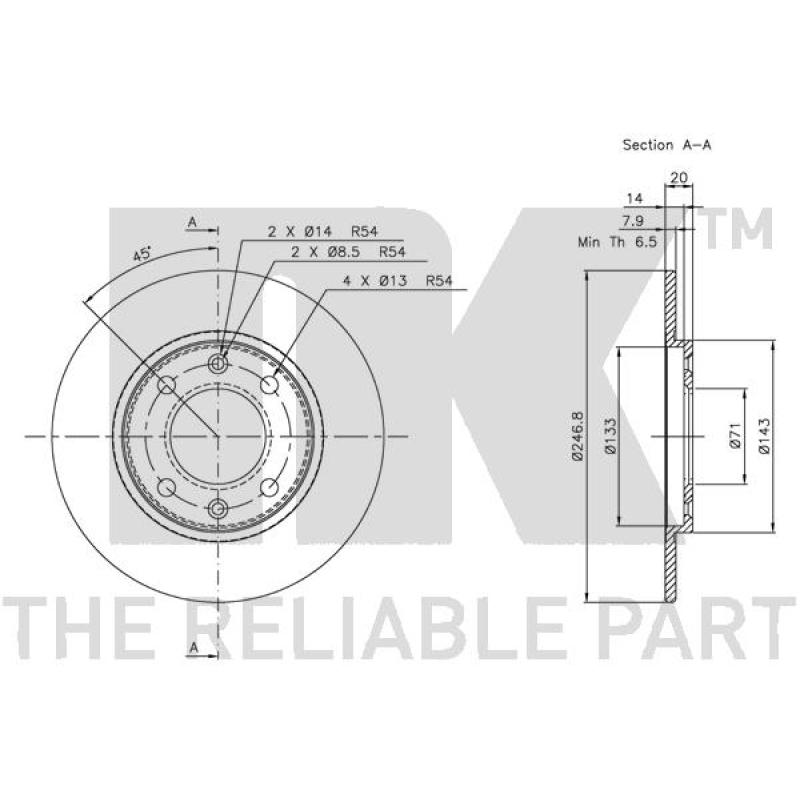Jeu de 2 disques de frein arrière NK 203718 - Visuel 2