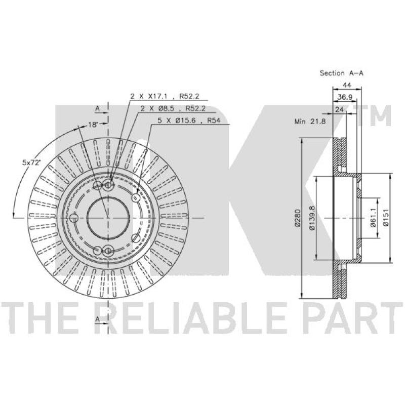 Jeu de 2 disques de frein avant NK 203913 - Visuel 2