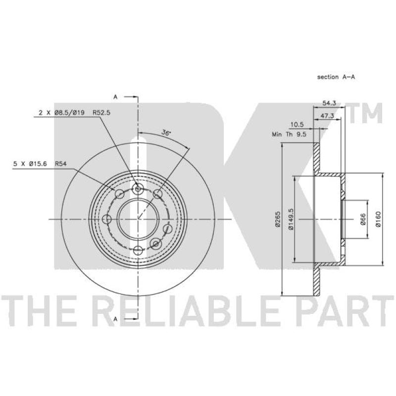 Jeu de 2 disques de frein arrière NK 203929 - Visuel 2