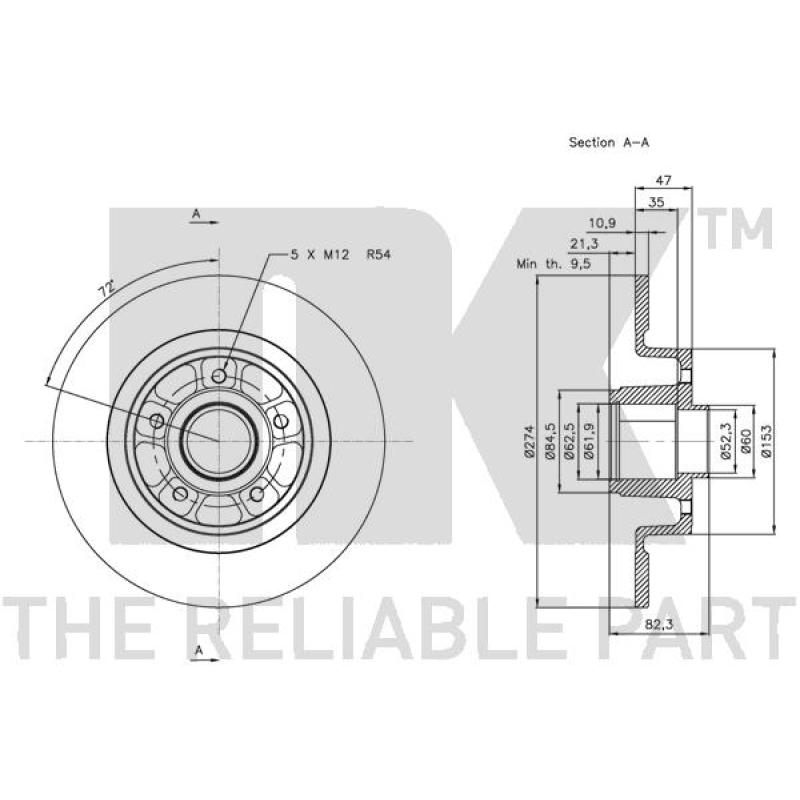 Jeu de 2 disques de frein arrière NK 203931 - Visuel 2