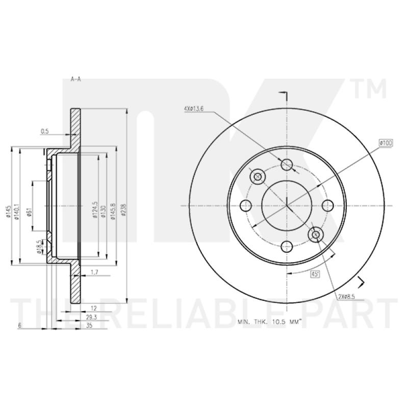 Jeu de 2 disques de frein avant NK 203938 - Visuel 2