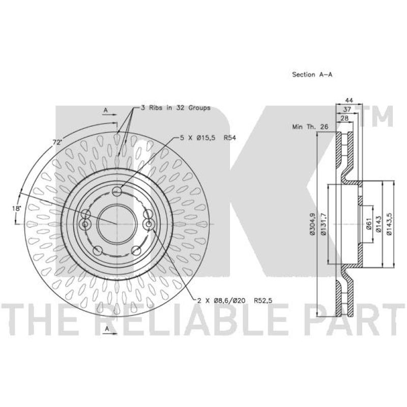Jeu de 2 disques de frein avant NK 203942 - Visuel 2