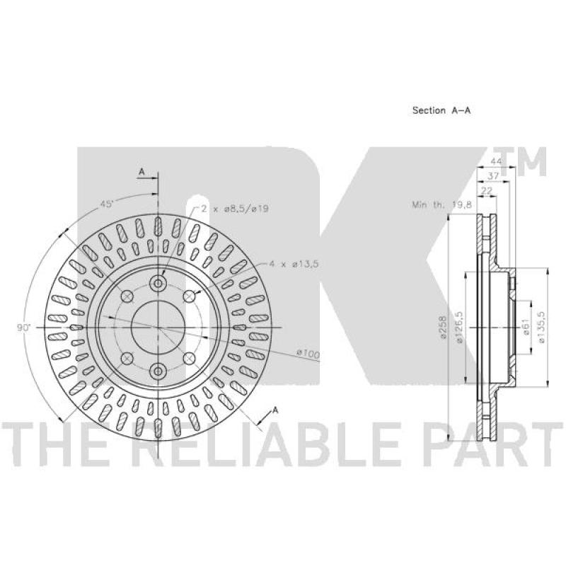 Jeu de 2 disques de frein avant NK 203996 - Visuel 2