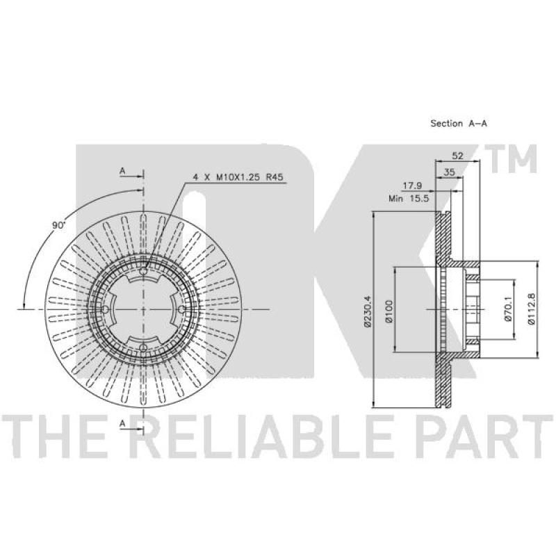 Jeu de 2 disques de frein avant NK 204405 - Visuel 1