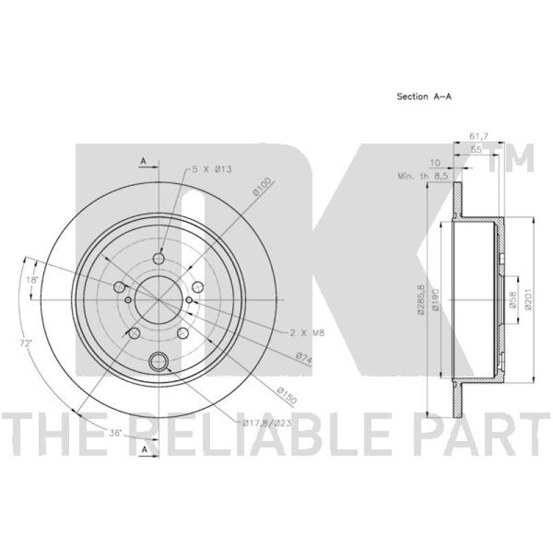 Jeu de 2 disques de frein arrière NK 204418 - Visuel 2