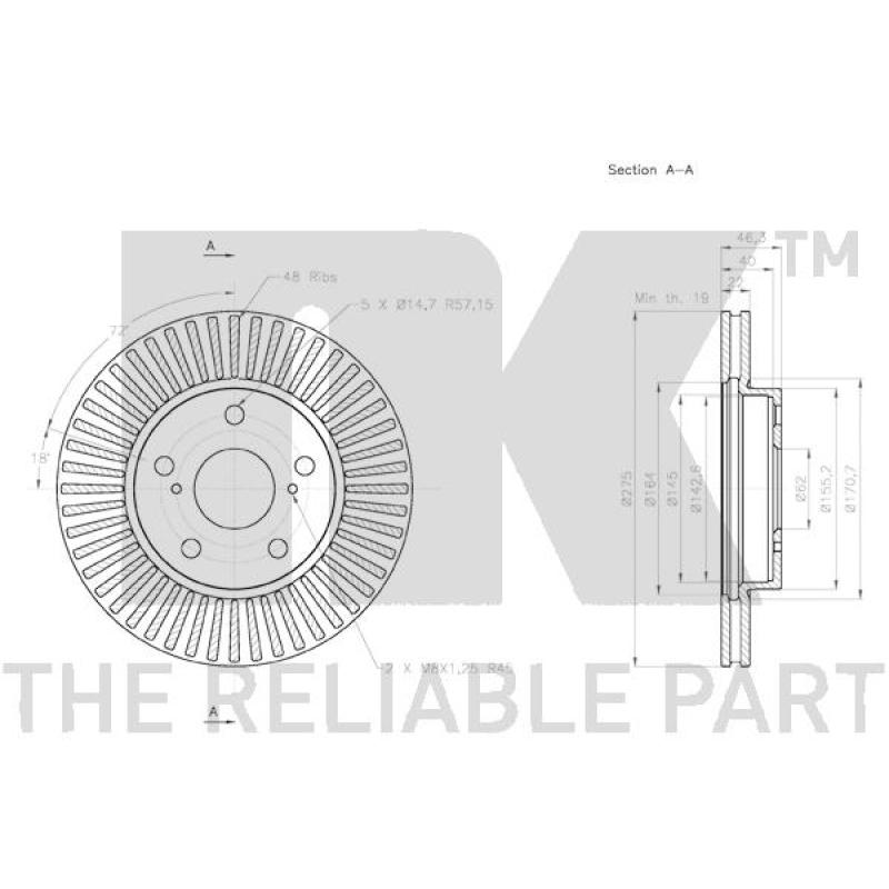 Jeu de 2 disques de frein avant NK 2045121 - Visuel 2