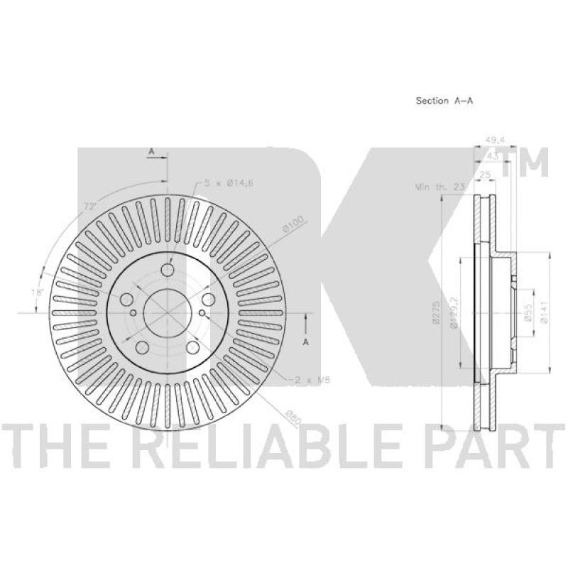 Jeu de 2 disques de frein avant NK 2045164 - Visuel 2
