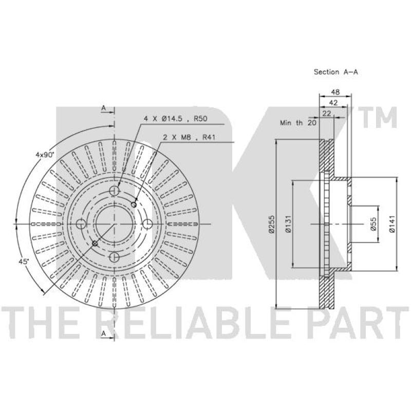Jeu de 2 disques de frein avant NK 204543 - Visuel 2