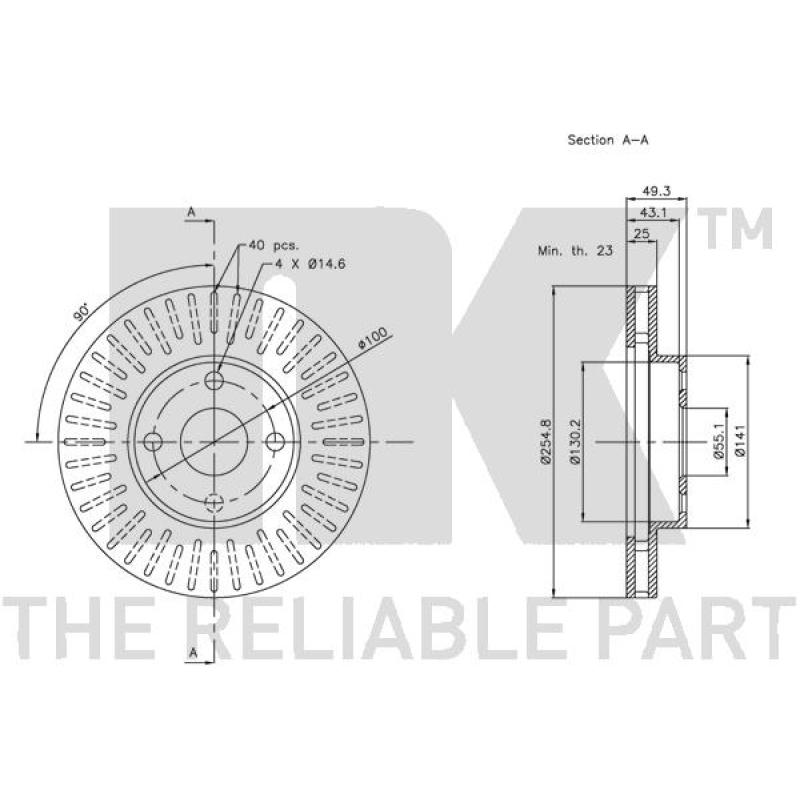 Jeu de 2 disques de frein avant NK 204579 - Visuel 2