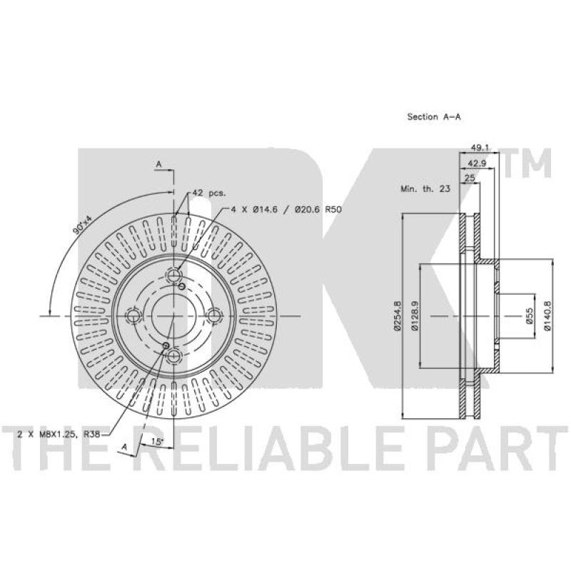 Jeu de 2 disques de frein avant NK 204582 - Visuel 2
