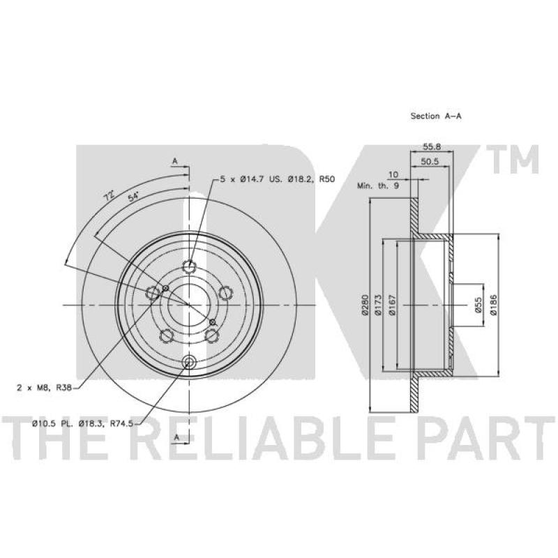 Jeu de 2 disques de frein arrière NK 204589 - Visuel 2