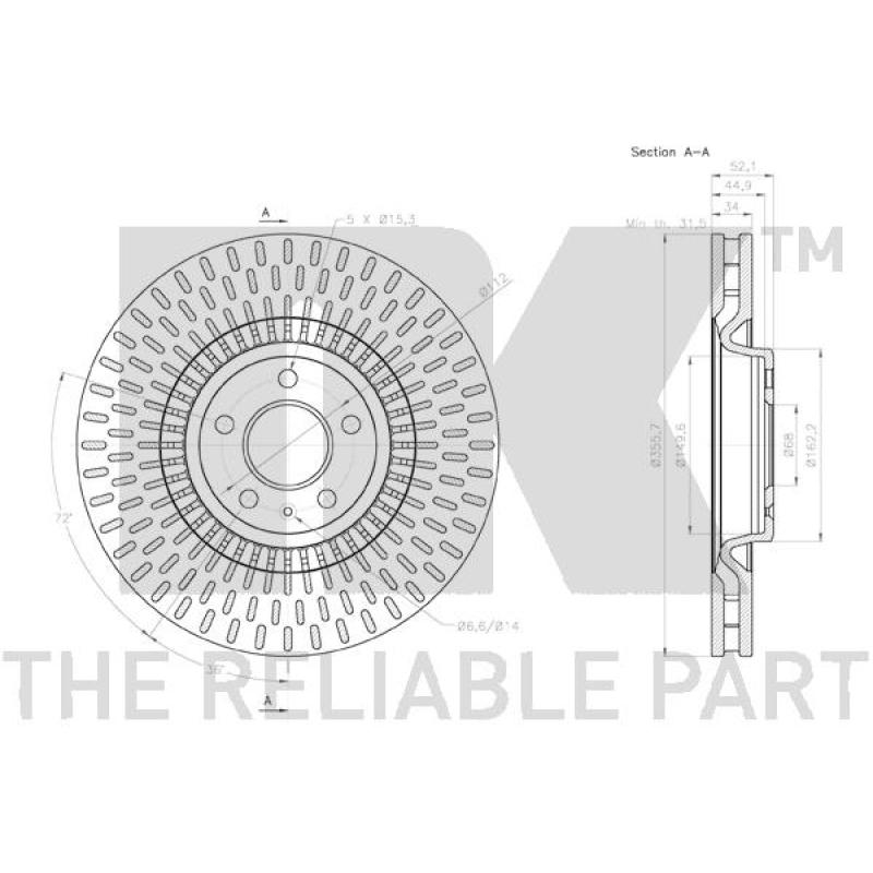 Jeu de 2 disques de frein avant NK 2047155 - Visuel 2