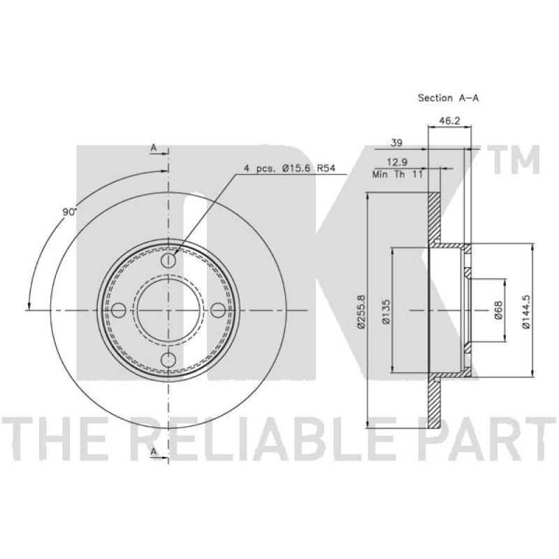 Jeu de 2 disques de frein avant NK 204718 - Visuel 2