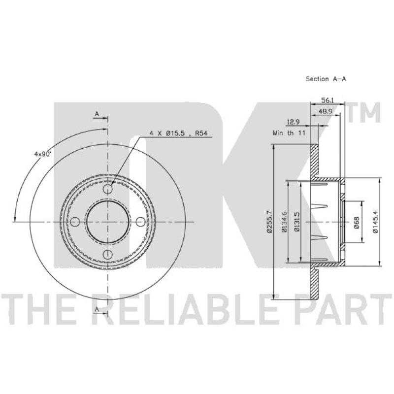Jeu de 2 disques de frein avant NK 204737 - Visuel 2