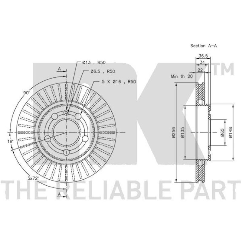 Jeu de 2 disques de frein arrière NK 204775 - Visuel 2
