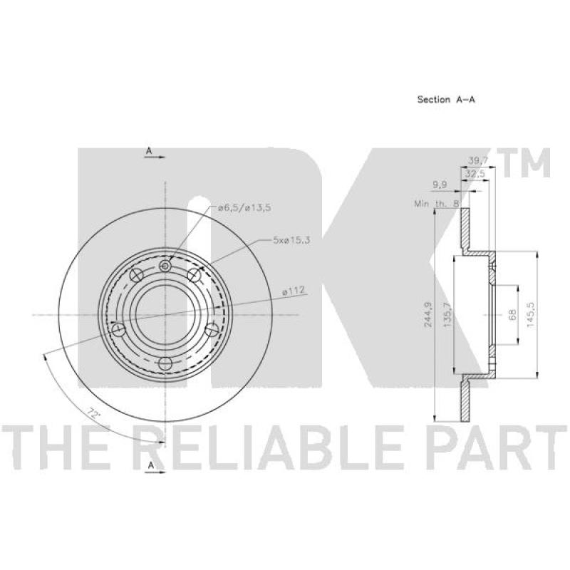 Jeu de 2 disques de frein arrière NK 204778 - Visuel 2