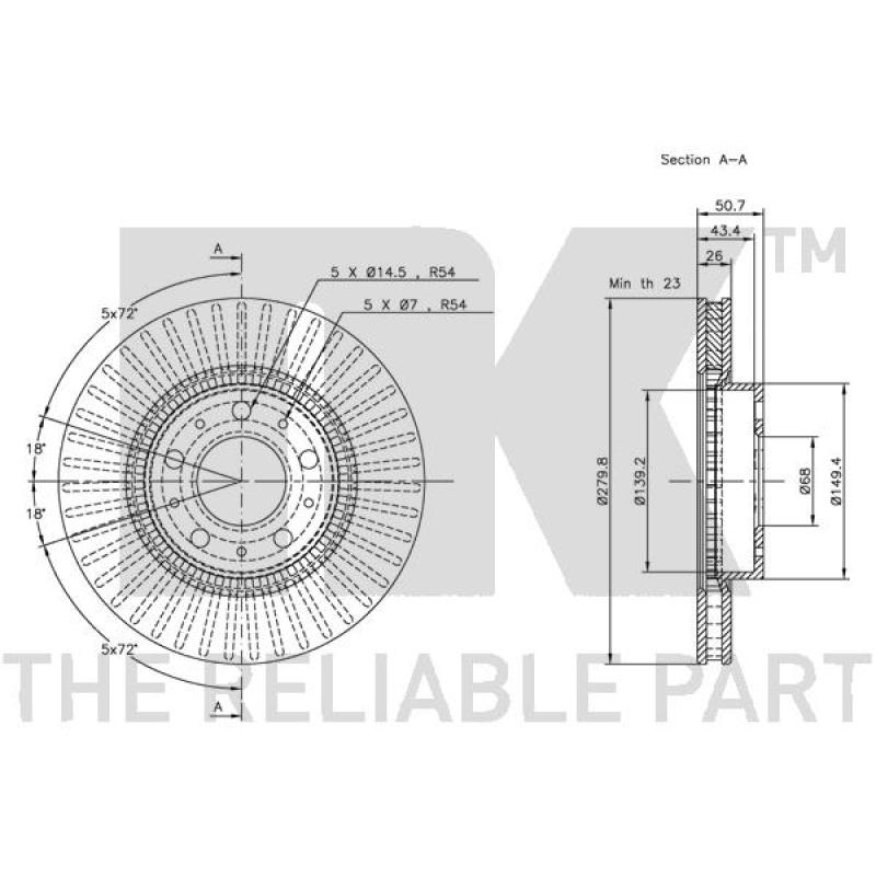 Jeu de 2 disques de frein avant NK 204832 - Visuel 2