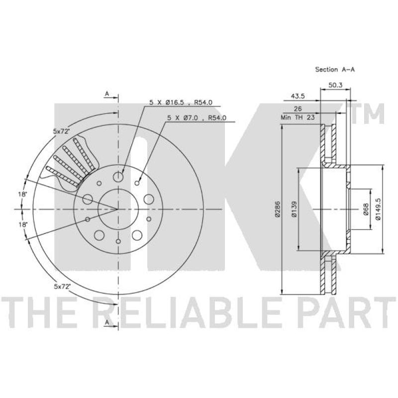 Jeu de 2 disques de frein avant NK 204841 - Visuel 2