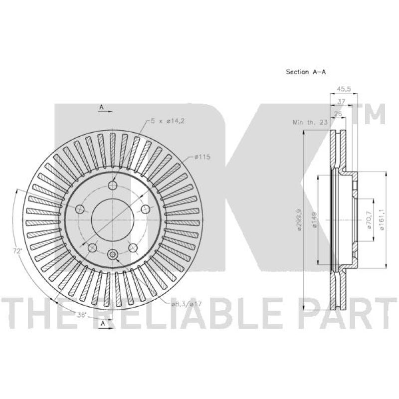 Jeu de 2 disques de frein avant NK 205015 - Visuel 2