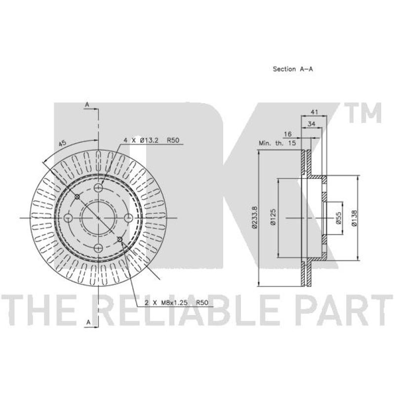 Jeu de 2 disques de frein avant NK 205111 - Visuel 2