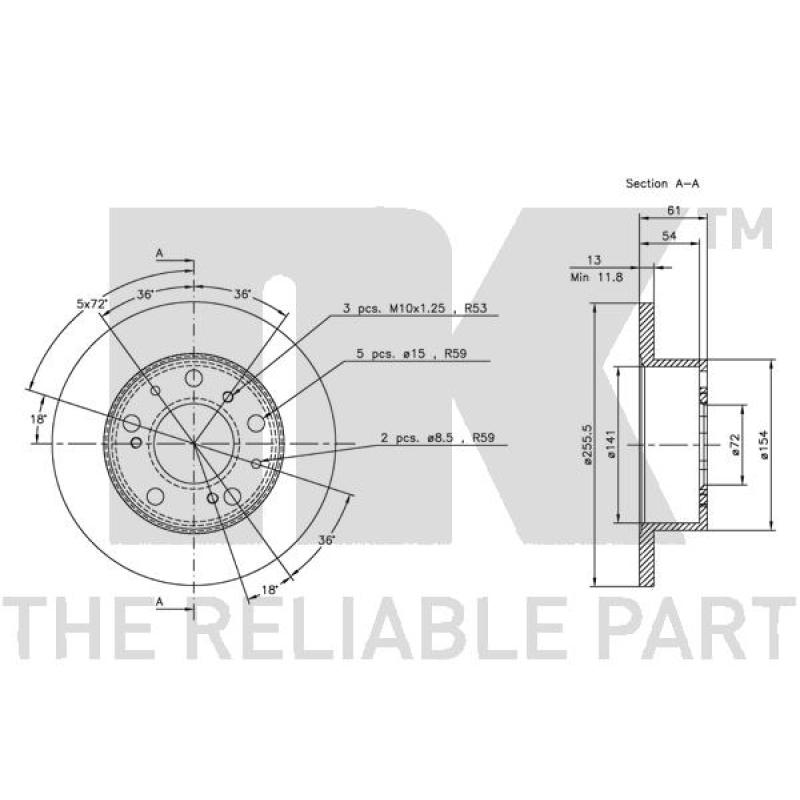Jeu de 2 disques de frein avant NK 209913 - Visuel 2