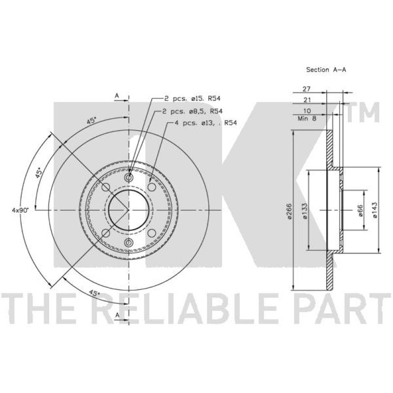 Jeu de 2 disques de frein avant NK 209914 - Visuel 2