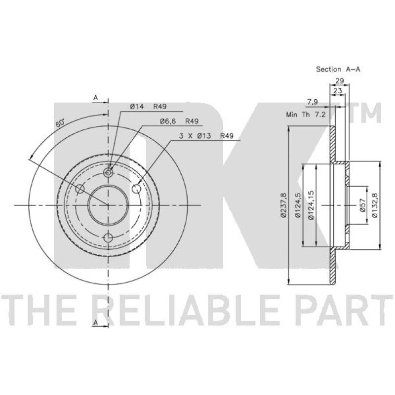 Jeu de 2 disques de frein avant NK 209917 - Visuel 2