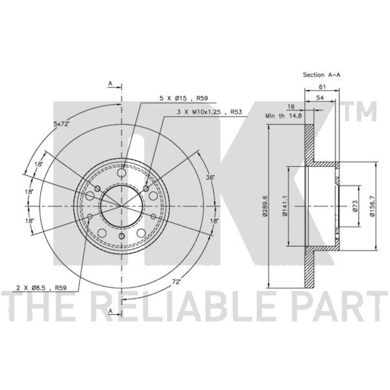 Jeu de 2 disques de frein avant NK 209919 - Visuel 2