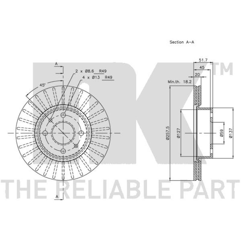 Jeu de 2 disques de frein avant NK 209927 - Visuel 2