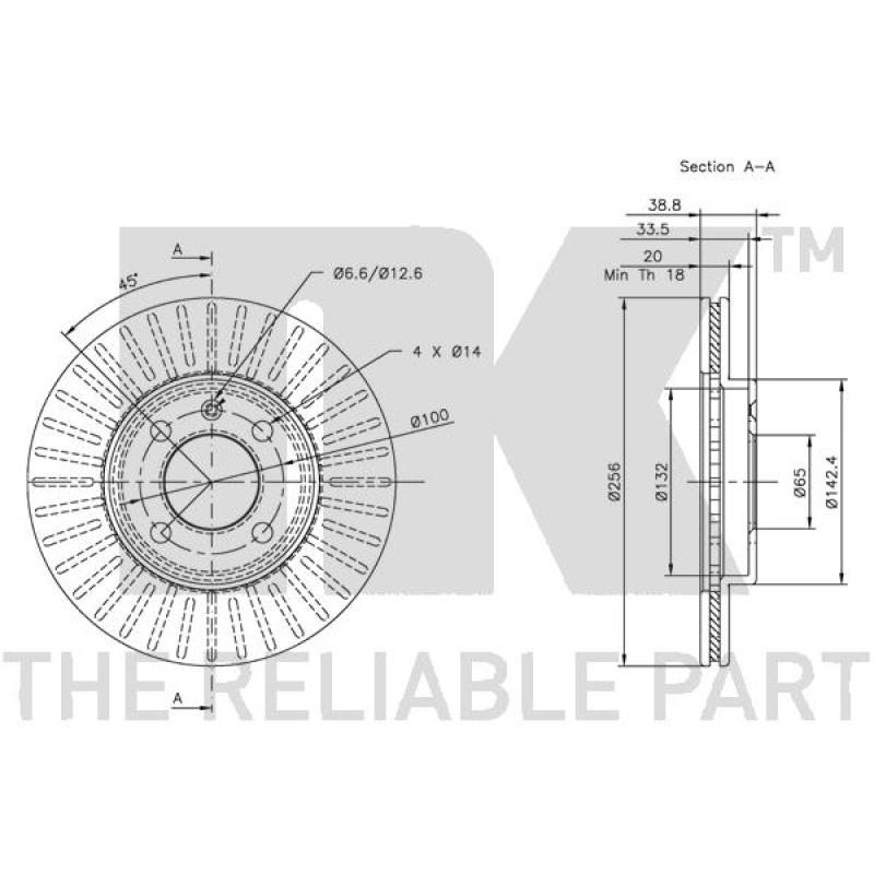 Jeu de 2 disques de frein avant NK 209934 - Visuel 2