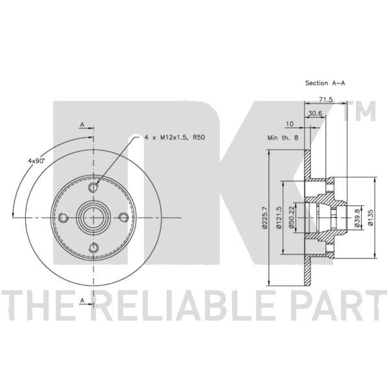 Jeu de 2 disques de frein arrière NK 209935 - Visuel 2