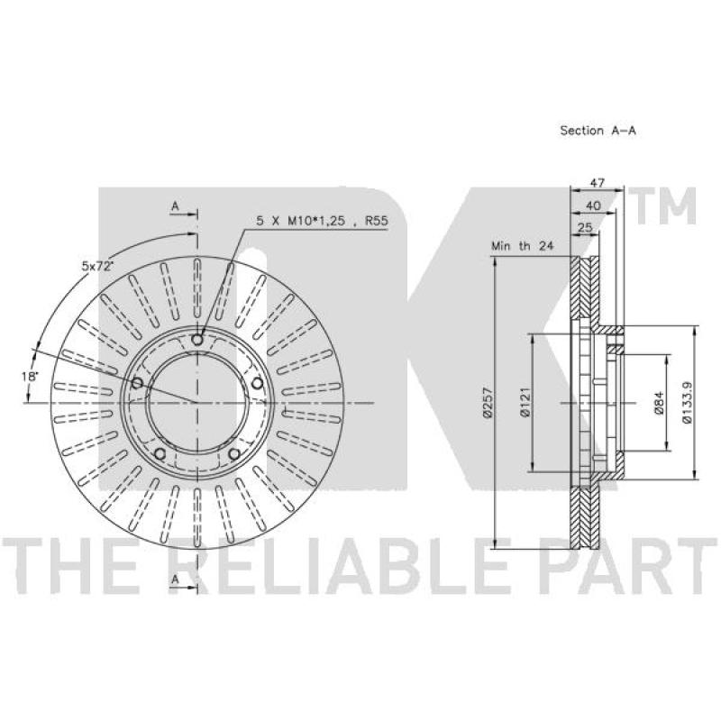 Jeu de 2 disques de frein avant NK 209949 - Visuel 2